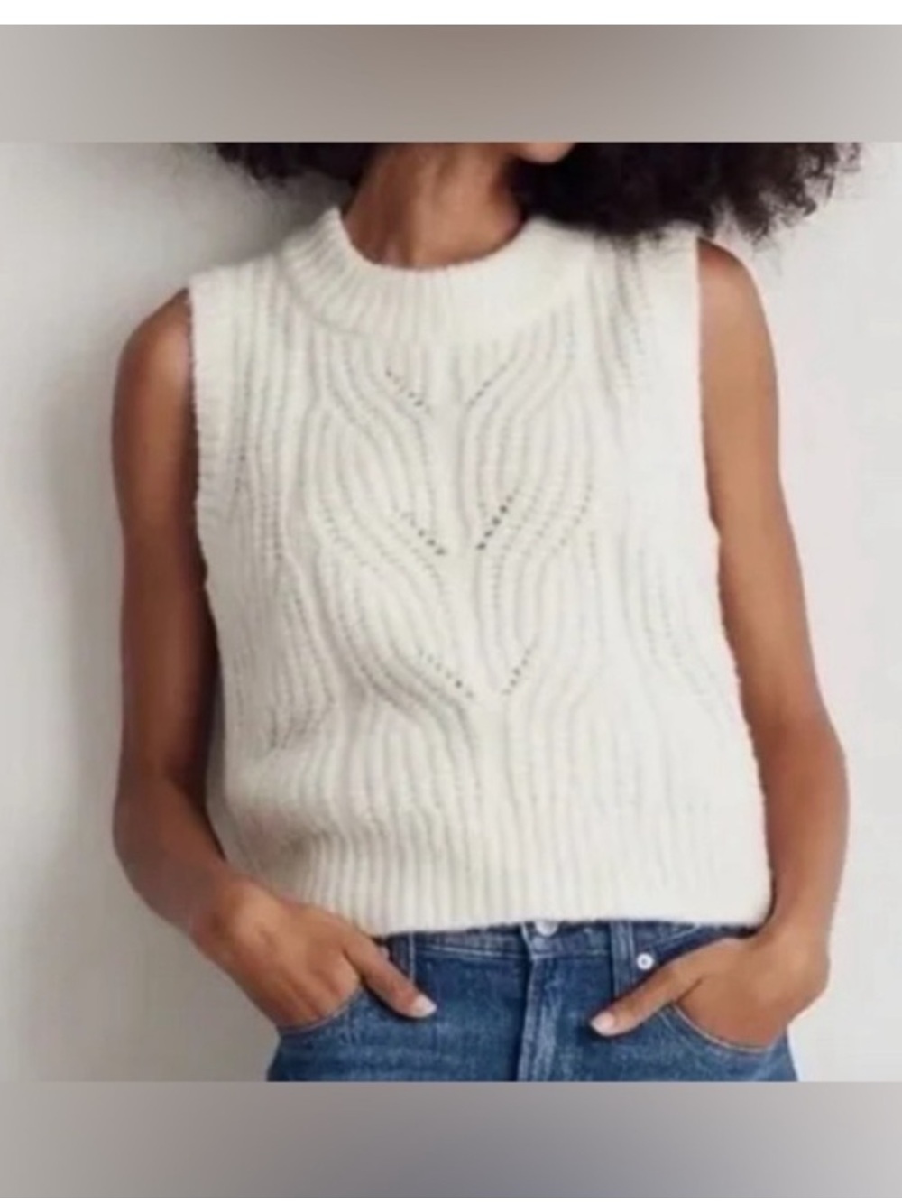 Madewell Wool Blend Cable Knit Sweater Vest
